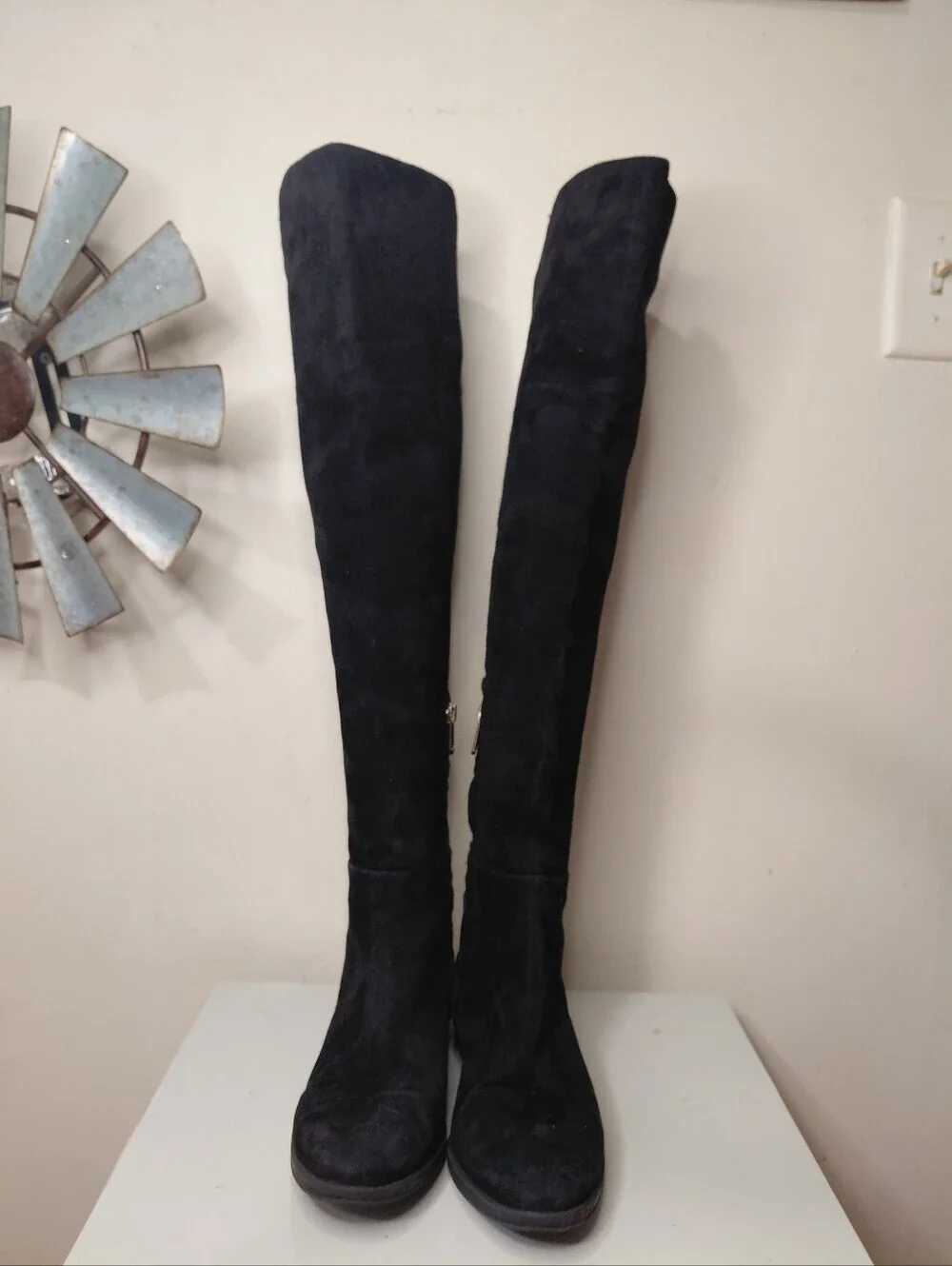 Sam Edelman Black Over-the-Knee Suede Stretch Boots Size 7.5